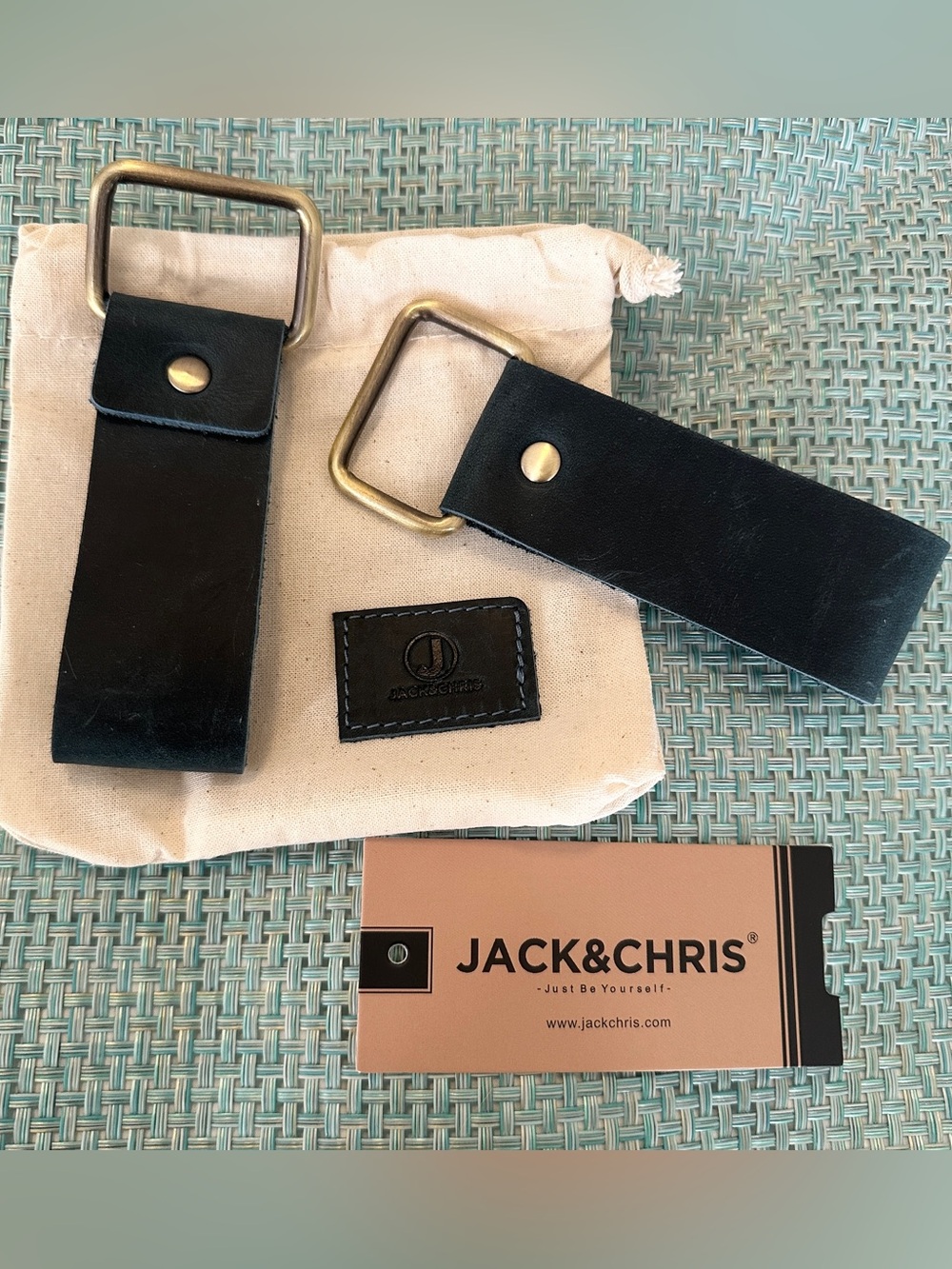 Jack&Chris Genuine Leather Tape Measure Holders 2 Pack Blue